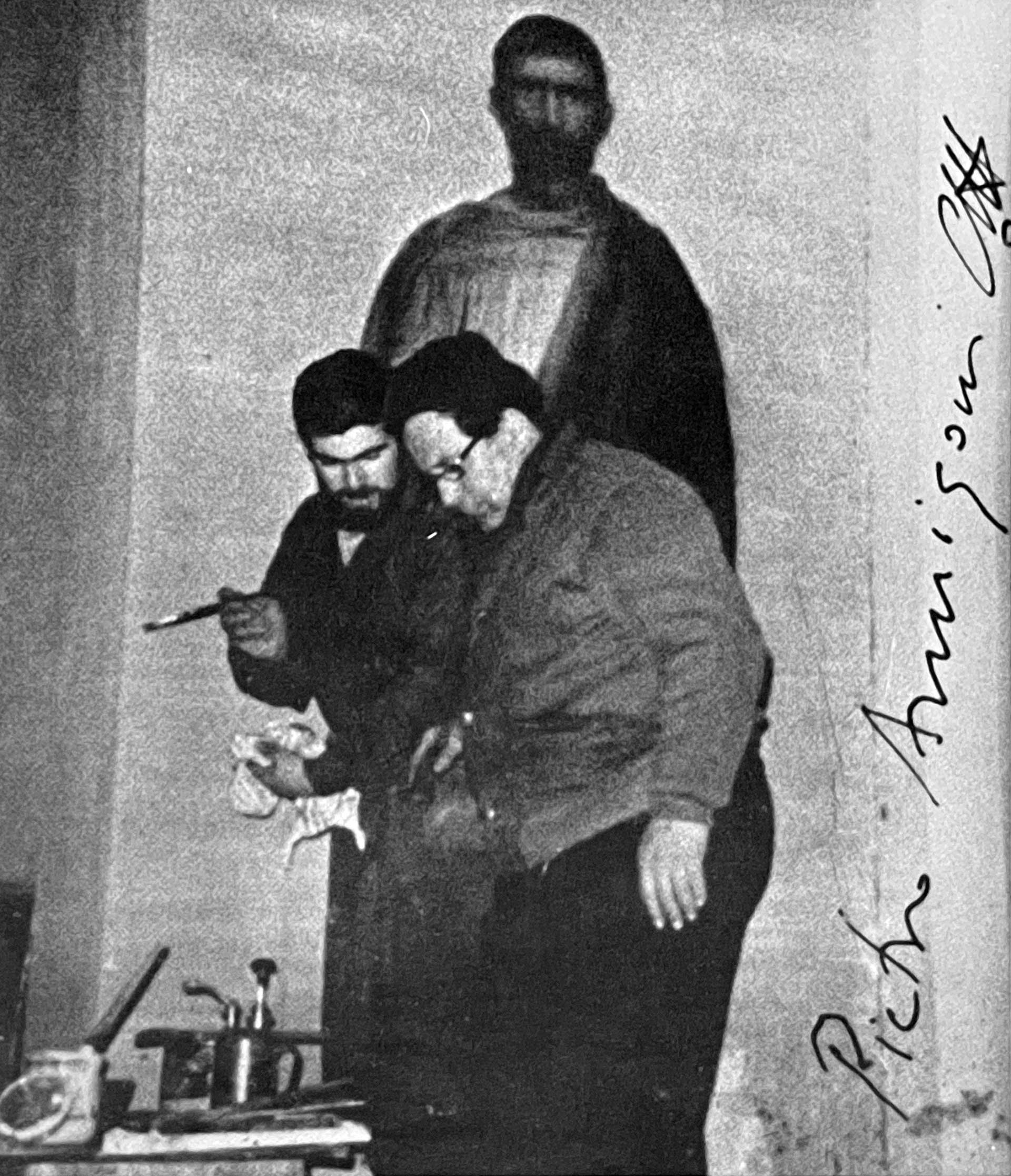 Mario da Corgeno con il maestro Pietro Annigoni